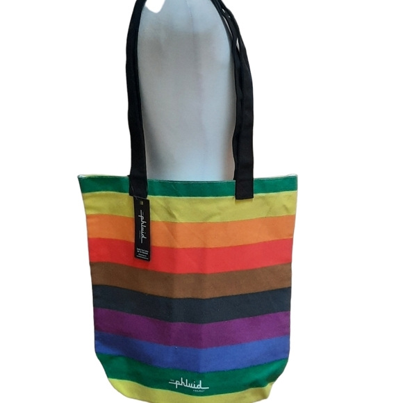 2 Rainbow Tote Bag Canvas Tote THE PHLUID PROJECT 14x14 - Picture 4 of 4